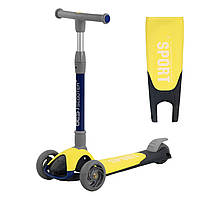 Складний самокат триколісний з колесами, що світяться Best Scooter Сірий з жовтим