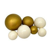 Шоколадні сфери перламутрові (7 шт), біло-золоті