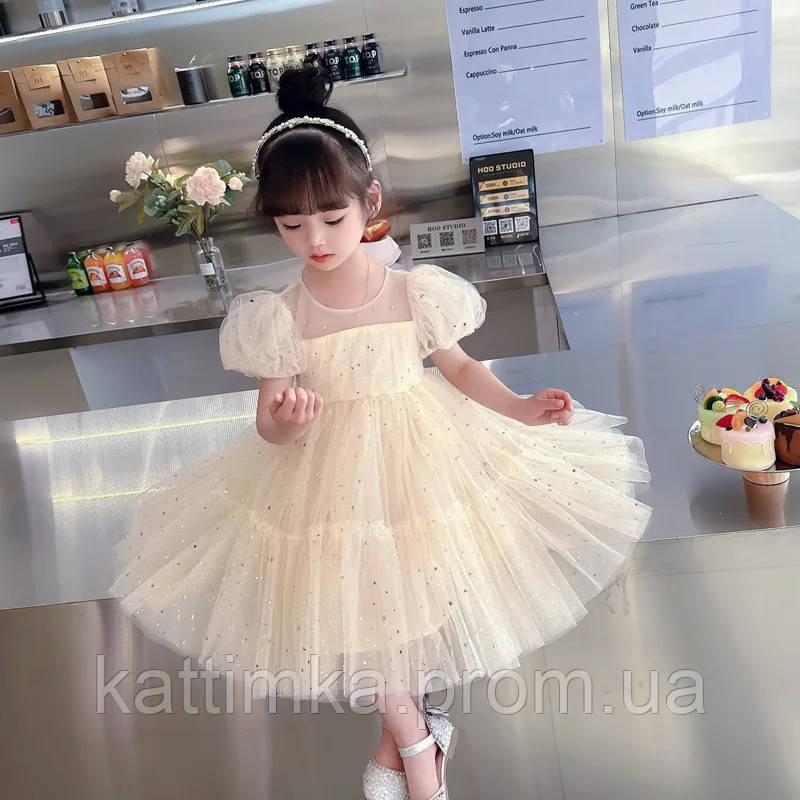 Нежное детское нарядное платье со звездочками на фатине 120 (5-6 лет ...