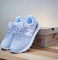 Женские кроссовки New Balance 574 весна осень демисезонные замш с сеткой серые. Живое фото. топ