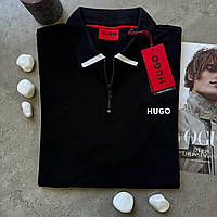 Мужское поло Hugo Boss Lux футболка черная для парня с воротником BuyIT Чоловіче поло Hugo Boss Lux футболка