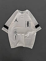 Унисекс футболка белая Jordan оверсайз с вышитым принтом джордан BuyIT Унісекс футболка біла Jordan оверсайз з