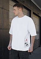 Белая футболка мужская стаф оверсайз с принтом Staff BuyIT Біла футболка чоловіча стаф оверсайз з принтом