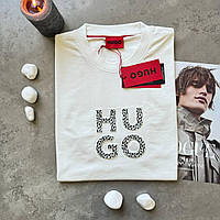 Мужская футболка Hugo Boss Lux белая с логотипом на груди BuyIT Футболка чоловіча Hugo Boss Lux біла з