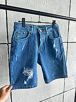 Качественные Мужские джинсовые шорты синие на лето для парня BuyIT Якісні Чоловічі джинсові шорти сині на літо