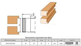 Фреза циліндрична збірна , з механічним кріпленням т/с ножів і подрезателей (Ceratizit) 90х32х50х 4+2+2