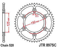 Звезда задняя JT JTR897.52SC