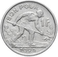 Монета 1 франк Люксембург 1924 сталевар большая редкий год