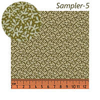 Американська бавовна для печворку з дрібним малюнком, 55*46 см зелені, бордові тони. Колекція Sampler. sampler-5