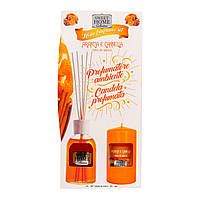 Набор подарочный ароматизатор для дома апельсин и корица 100 мл и свеча CS, код: 8345009