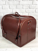 Бьюти - кейс, сумка для мастера , органайзер для косметики с раздвижными полочками шоколадная