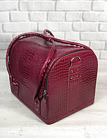 Бьюти - кейс, сумка для мастера , органайзер для косметики с раздвижными полочками крокодил бордо