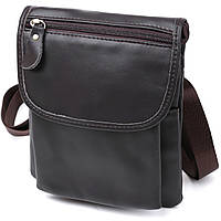 Кожаная компактная мужская сумка через плечо Vintage Коричневый BuyIT Шкіряна компактна чоловіча сумка через
