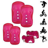 Комплект детской защиты для катания BDA. M/3-7лет. Розовый. Детская защита для колен, локтей, запястья.