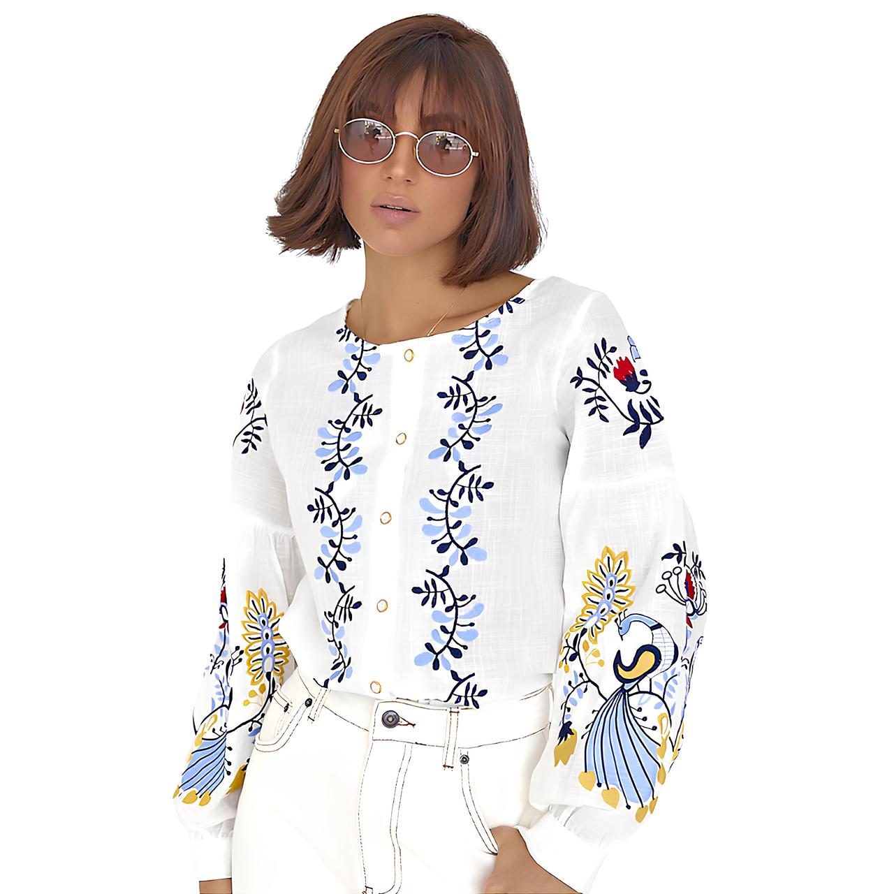 Жіноча стильна блуза вишиванка 48-58рр Жар птиця, фото 1