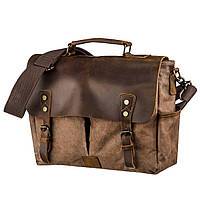Мужской солидный портфель на плечо Vintage коричневый для парня BuyIT Чоловічий Солідний портфель на плече