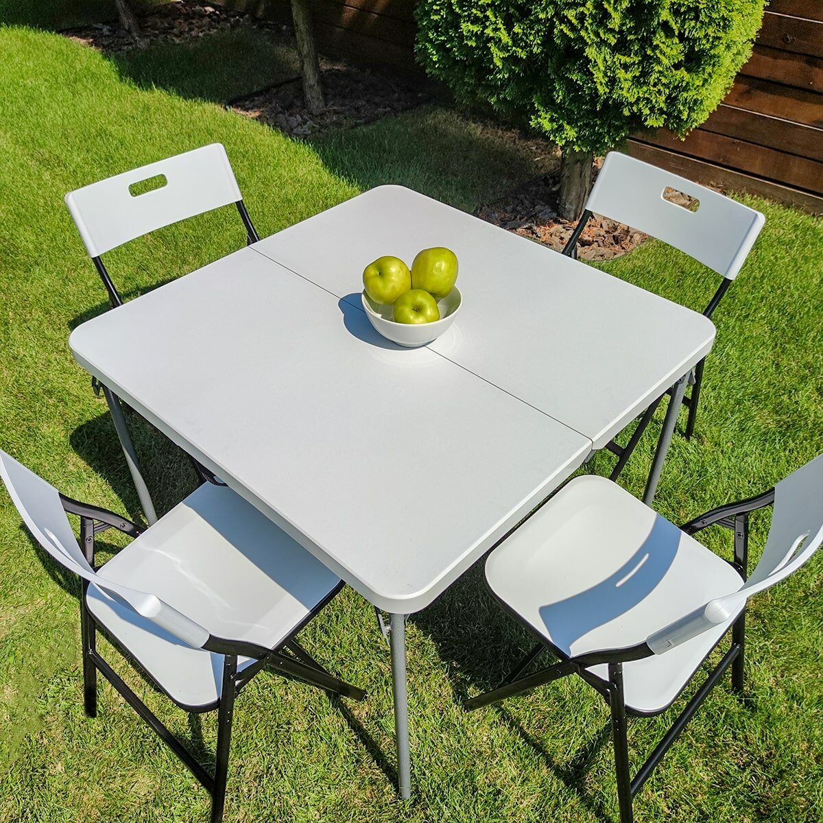 Комплект стильних складних меблів (Стіл та 4 стільці), Білий (з сумкою), фото 1
