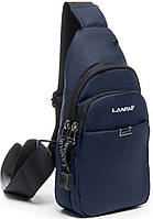 Мужская сумка Lanpad тканевая синяя сумочка для мужчины BuyIT Сумка чоловіча Lanpad тканинна синя сумочка для