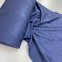 ОТРЕЗ (1*2,4) Ткань сатин с рисунком, листья на синем (ТУРЦИЯ шир. 2,4 м) (SAT-S-0074)