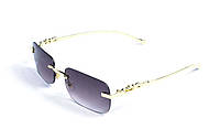 Сонцезахисні окуляри Lustrous-br Унісекс з металевою золотою оправою прямокутної форми BuyIT