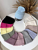 Зимняя женская шапка демисезонная шапка для женщин невысокая лопатка 12 цветов BuyIT Зимова шапка жіноча