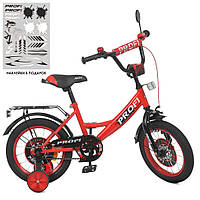 Велосипед детский PROF1 Y1446 14 дюймов, красный BuyIT Велосипед дитячий PROF1 Y1446 14 дюймів, червоний