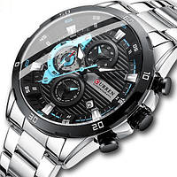 Мужские наручные механические часы серебряные Curren Roberto BuyIT Чоловічий наручний механічний годинник