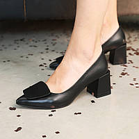 Туфлі жіночі шкіряні чорні туфлі на каблуку BuyIT