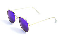 Солнцезащитные очки с золотой металлической оправой Zen-bl Унисекс и фиолетовым оттенком стекла. BuyIT