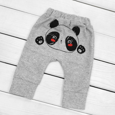 Трикотажні штани для дитини в сірому кольорі з принтом ззаду Panda