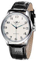 Часы Мужские наручные черные с ремнем под кожу Winner Lux White BuyIT Годинник Чоловічий наручний чорний з
