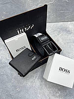 Мужской Подарочный кошельок набор Boss Ремень Кошелек BuyIT Чоловічий Подарунковий кошельок набір Boss Ремінь