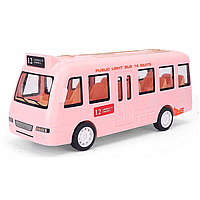 Автобус движущийся одноэтажный на батарейках City Bus со свето-музыкальными эффектами 22 см Розовый