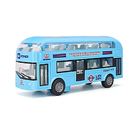 Автобус движущийся двухэтажный на батарейках City Bus со светло-музыкальными эффектами 21 см Голубой