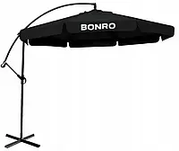 Зонт садовый с наклоном черный Bonro B-7218 3м 6 спиц прочный защита от солнца и дождя
