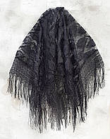 Платок женский тонкий ажурный гипюровый черный
