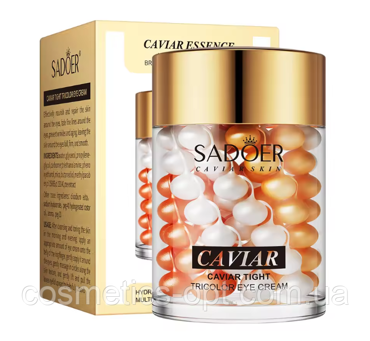 ПРИМ’ЯТА КОРОБОЧКА! Крем для шкіри навколо очей із екстрактом ікри Sadoer Caviar Essence, 60 g, фото 1
