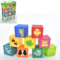 Гра для купання кубики 9 штук цифри, тварини, рослини, в сумці, 16,5-22-6см