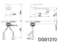 Змішувач для раковини, латунь темно-сірий AIM DG01210 gun grey, фото 3