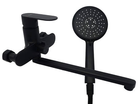 Змішувач для ванни довгий гусак, чорний латунь матовий AIM DG01253 matte black, фото 1