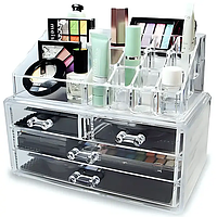 Б'юті-бокс органайзер для косметики з дзеркалом GW-888, Підставка для зберігання косметики, дрібниць і прикрас