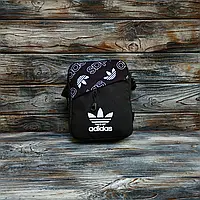 Мужская споривная барсетка черная сумка через плечо Adidas Адидас
