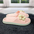 Шльопанці жіночі сланці пінкові рожеві з квіткою 4504, фото 2