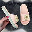 Шльопанці жіночі сланці пінкові рожеві з квіткою 4504, фото 3
