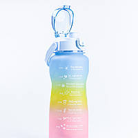 Многоразовая бутылка для воды набор 3 в 1 с поилкой Радуга 0.3 (л) 0.7 (л) 2 литра Синий SM_LG