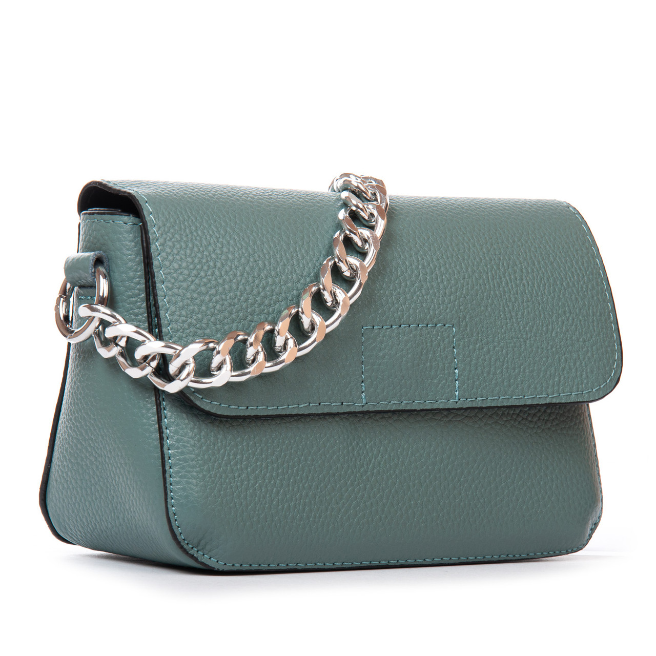 Сумка клатч жіноча шкіряна зелена на плече на один відділ під клапаном з ланцюжком Alex Rai 99111