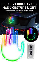 LED табличка автомобильная RGB ладонь рука подсветка на заднее стекло с ДУ средний палец жест благодарности