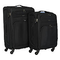 Комплект дорожных чемоданов в черном цвете из ткани 2 шт средняя, большая (M / L)