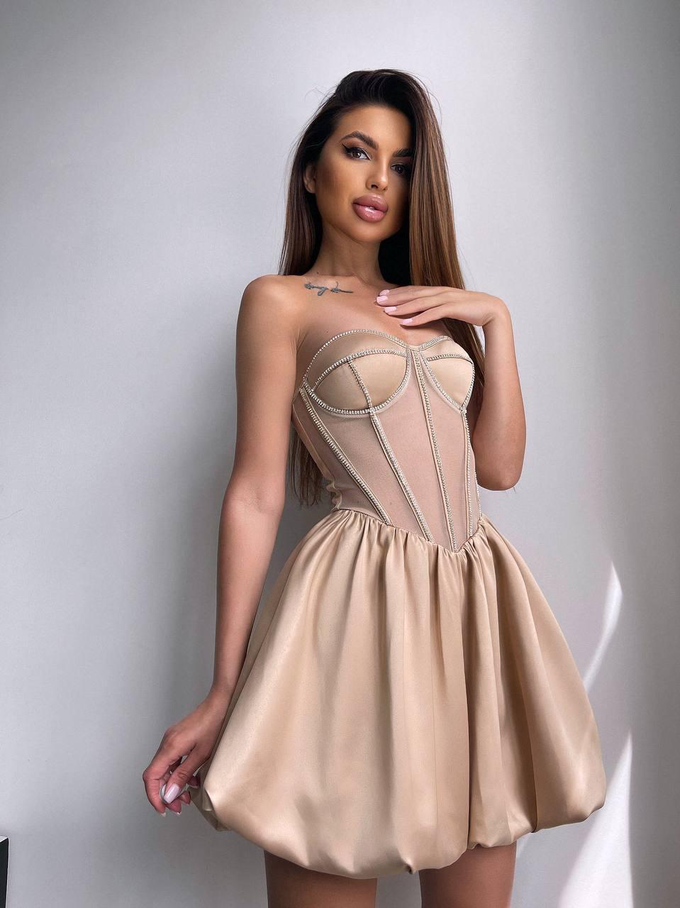 Корсетне плаття бюстьє з відкритими плечима та пишною спідницею (р. S, M) 66PL5719Е, фото 1