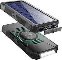 Беспроводной повербанк HX160S8 30800 mAh Powerbank для быстрой зарядки с солнечной панелью